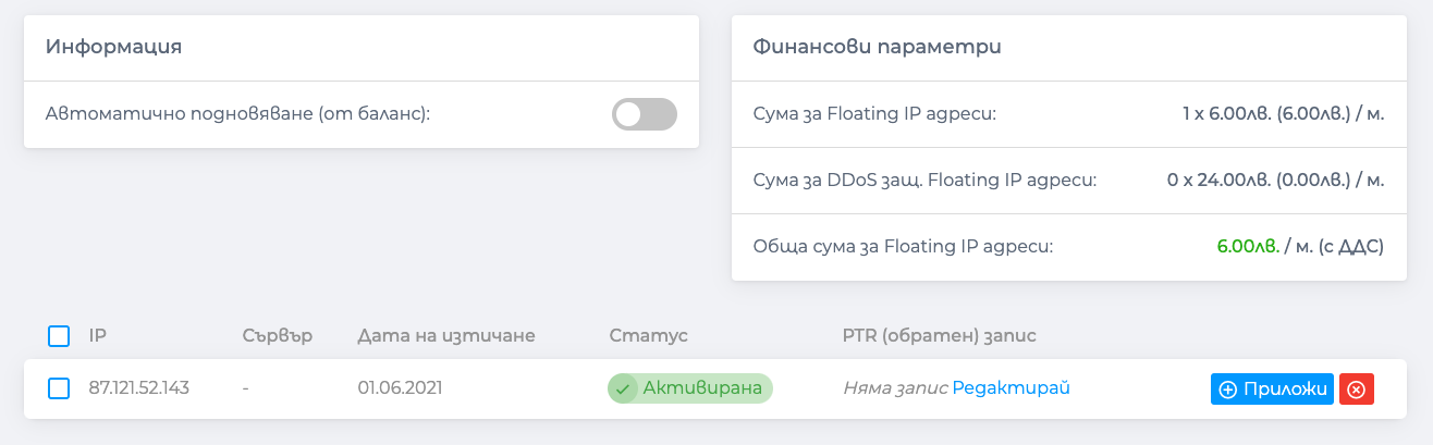 floating ip will be assigned to your account